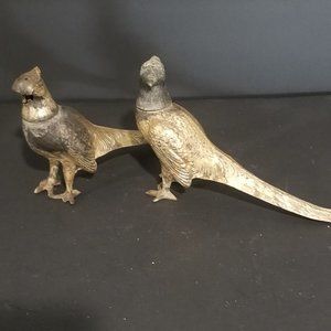PHEASANT CAST METAL SET OF 2 COLLECTIBLE FIGURINES